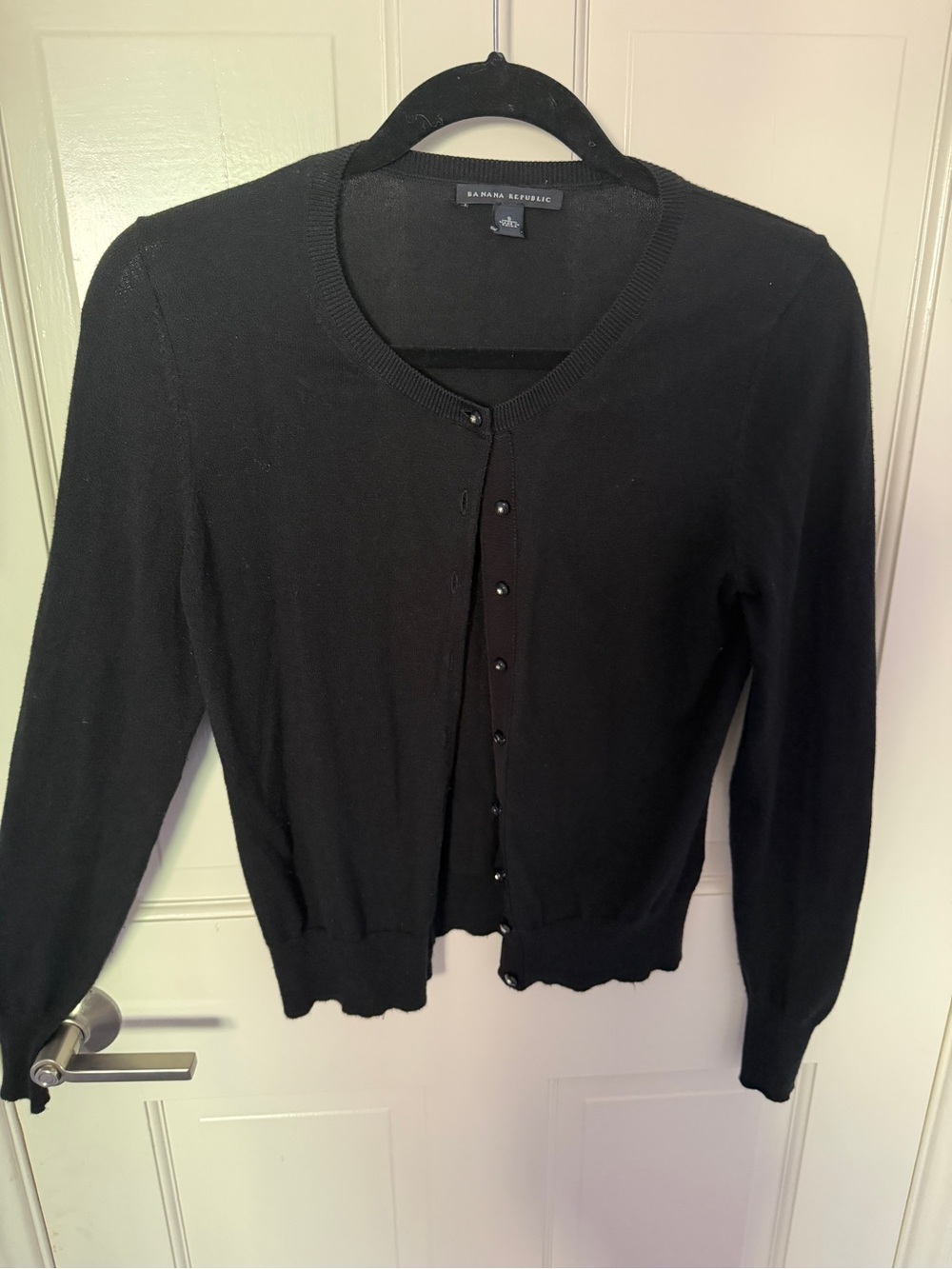 Banana Republic Black Round-Neck Button Cardigan